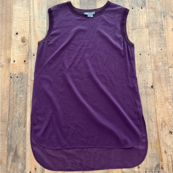 💜 Vince Sheer Silk Oversized Tank Ribbed Hem - Picture 2 of 4